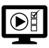 Graphic of computer monitor with checklist and play video icon