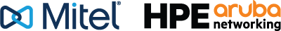 Mitel, HPE Aruba Networking Logo